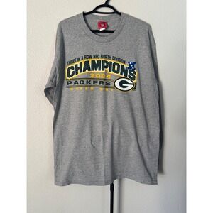 Green Bay Packers 2004 NFC North Champions Shirt Mens Large Gray Long Sleeve NFL